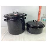 Enamel Steamer & Pots w/Lid