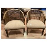 Vtg Cane Back Barrel Side Chairs