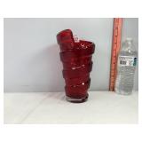 Ruby Red Swirl Glass Vase