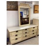 Vintage Faux Bamboo Dresser w/Mirror