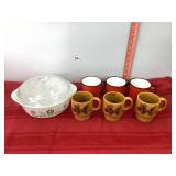 Glassbake 1.5qt Dish, Tin & Glass Mugs
