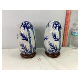 Vintage Chinoiserie Blue & White Ceramic Eggs