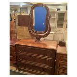 Wooden Victorian Style Dresser w/Swivel Mirror