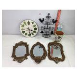 Mirrors, Clock, Candle Holder & Flower Pot