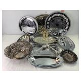 Assorted Silverplate Trays, Bowls & Misc