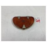 Antique Amber Shell & Gold Tone Compact