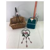 Basket, Cat Waterer & Stained Glass Piece