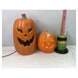 Lighted Pumpkins & Frankenstein