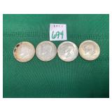 1 - 1966 & 3 - 1969 Kennedy Half Dollars