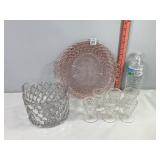Ice Bucket, Pink Glass Tray & Hobnob Shot Glasses