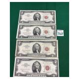 4 - 1963 $2 Red Certificates