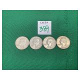 3 - 1963 & 1 - 1964 Washington Quarters