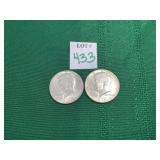 2 - 1964 Kennedy Half Dollars