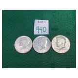 3 - 1967 Kennedy Half Dollars