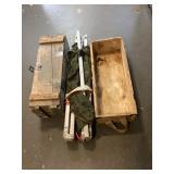 Fold Out Cot & 2 Wooden Boxes