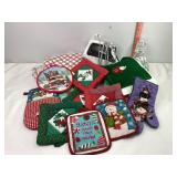 Christmas Towels, Pot Holders, Linens & Iron