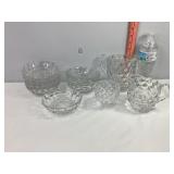 Fostoria 8 Bowls, Small Pitcher, Creamer & Misc