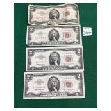 4 - 1963 $2 Red Certificates