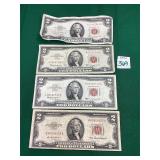 3 - 1963 & 1 - 1963A $2 Red Certificates