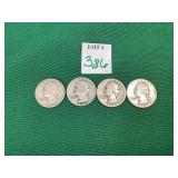 1934, 1935, 1936 & 1939 Washington Quarters