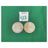 1954 & 1957 Franklin Half Dollars