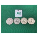 1940, 1944, 1945 & 1948 Washington Quarters