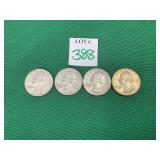 1961, 2 - 1963, & 1964 Washington Quarters