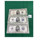 1953A, 1934D, 1934C $5 Silver Certificates