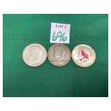2 - 1965 & 1 - 1969 Kennedy Half Dollars