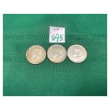 3 - 1966 Kennedy Half Dollars