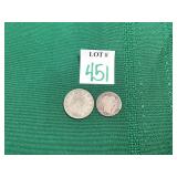 1903 V Nickel & 1911 Barber Dime