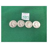 1937, 1939, 1941 & 1946 Washington Quarters
