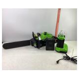 Greenworks 60v 16" Chainsaw w/2 Batt & Charger