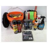 Car Care Liquids, Rags & Bucket