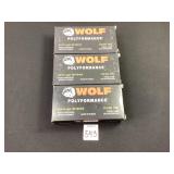 3 Boxes Wolf 9mm Luger 115GR FMJ Ammo