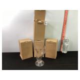 4 Red Swirl Line Footed Tumblers