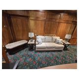 Couch w/ 2 End Tables, Coffee Table, 2 Lamps