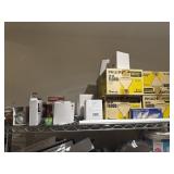 Two Stainless Steel Shelves and Contents
