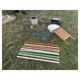Egg Baskets, Crock, Yard Sticks, Washboard