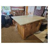 Oak Kitchen Island w/ 2 Chairs