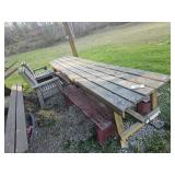 12ft Outdoor Table w/ 4 Benches & Chairs