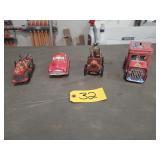 Vintage Tin Fire Trucks, Car and Bank