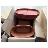 16in Oval Clay Colored Plastic Planter Boxes