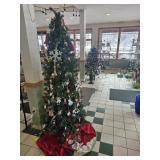 2 Artificial Christmas Trees w/ New Ornaments