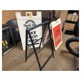 2 Plasticade Signs, 1 Metal Frame Sign Holder