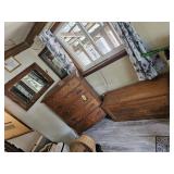 Bowed Front Dresser, Blanket Chest, Mirror