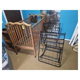 Wooden Baby Crib & Full Size Metal Bed Frame