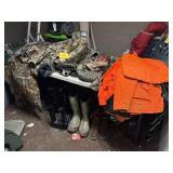 Assorted hunting clothing, boot  items