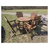 Wooden Adirondack Chairs and Table