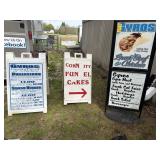 3 advertising signs and 3 deciders